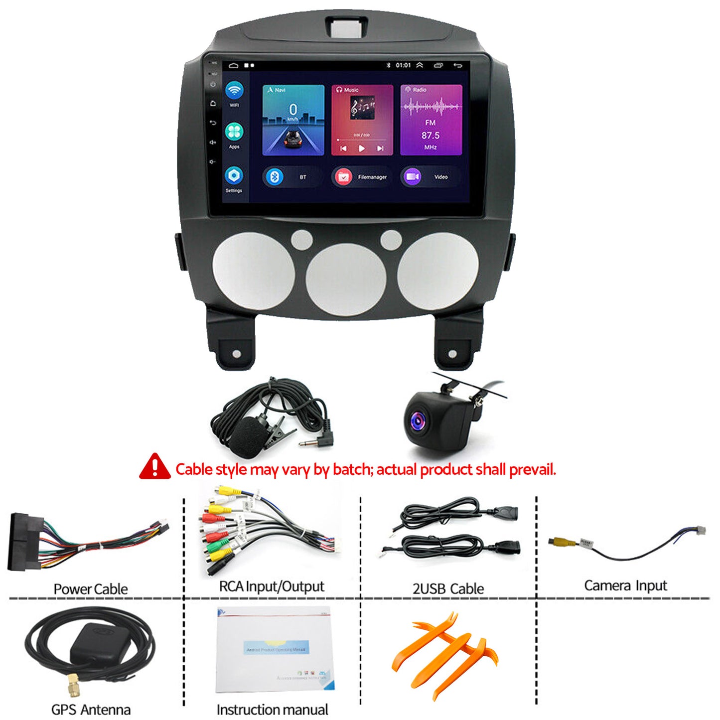 Android 13 Head Unit 9'' Apple CarPlay Bluetooth Suitable for Mazda 2