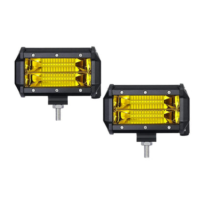 2x 5inch Flood LED Light Bar Offroad Work Driving Fog Lamp Yellow Cree Spread.