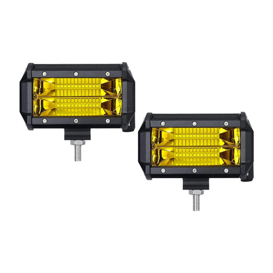 2x 5inch Flood LED Light Bar Offroad Work Driving Fog Lamp Yellow Cree Spread.