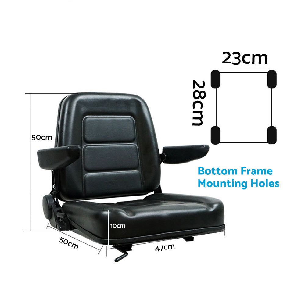 Tractor Seat Forklift Excavator Universal Suspension Backrest Truck Chair Adjust.
