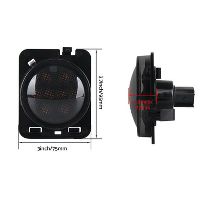 2x Front LED Side Marker Light Smoke Suitable For Jeep Wrangler JK 2007-2018.