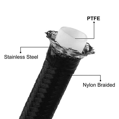 8AN E85 Stainless Steel Braided PTFE Fuel Line Hose Swivel Fittings Kit 20FT 6M.