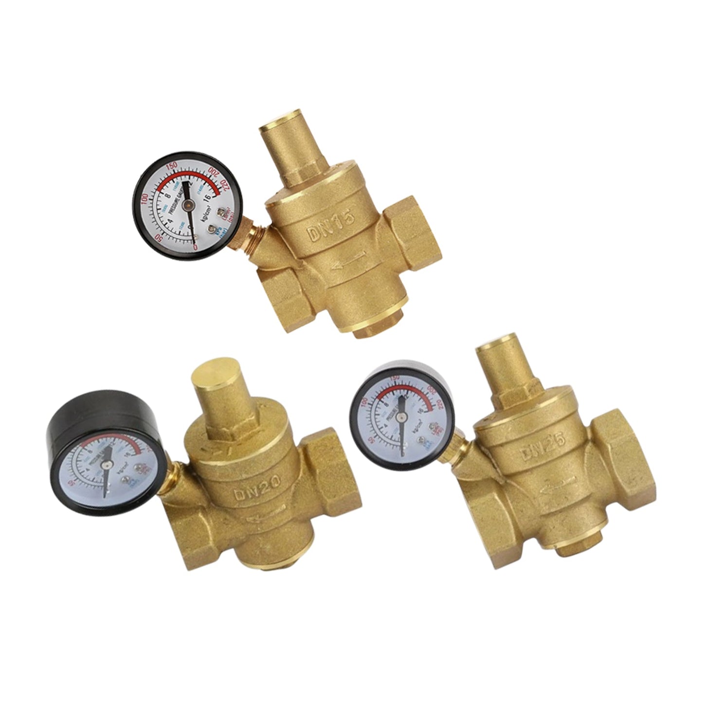 Brass Adjustable Water Pressure Reducing Valve with Gauge DN15 / DN20 / DN25