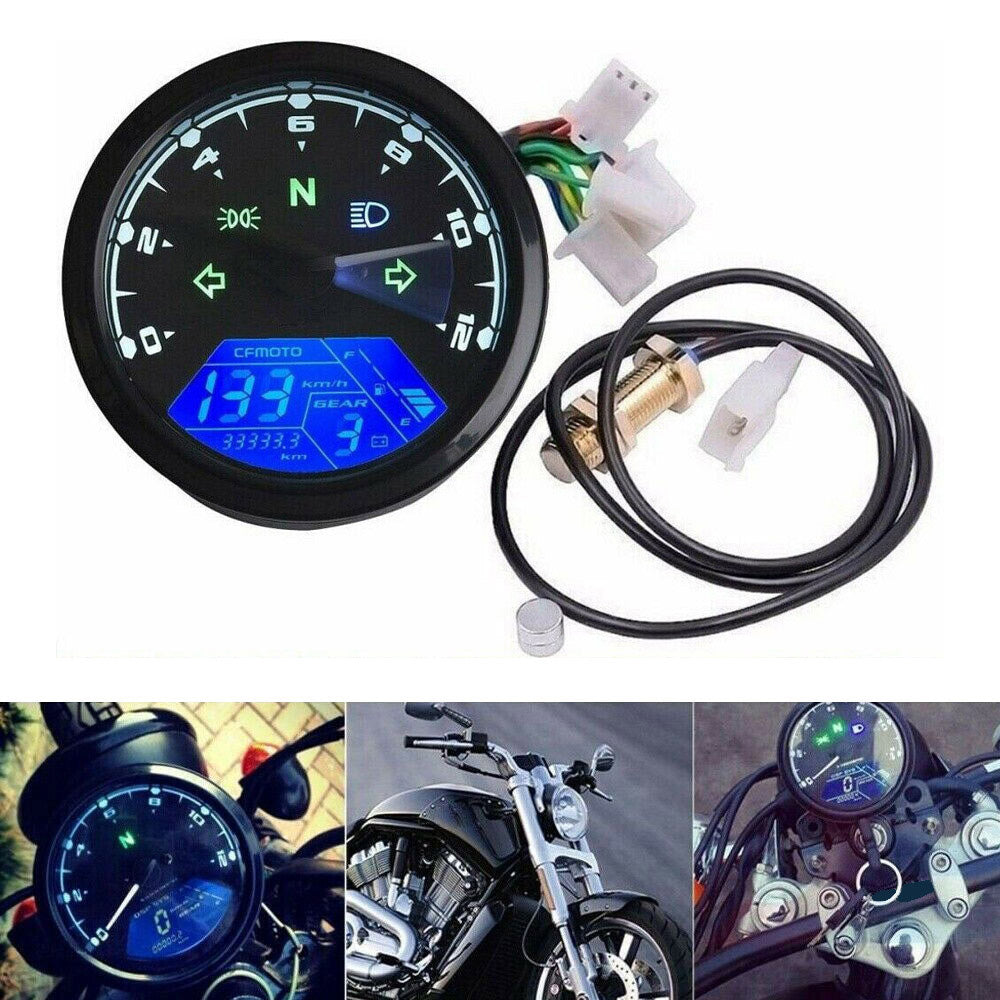 Universal Digital Motorcycle Odometer Speedometer Tachometer Gauge with LCD Backlight Suitable For All Motorcycles