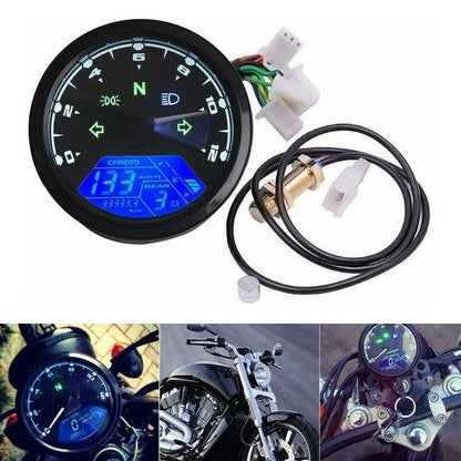 Universal Digital Motorcycle Odometer Speedometer Tachometer Gauge with LCD Backlight Suitable For All Motorcycles