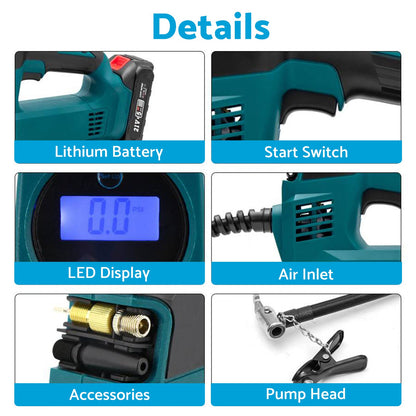Cordless Portable Tyre Inflator Pump Suitable for Makita 18V Battery