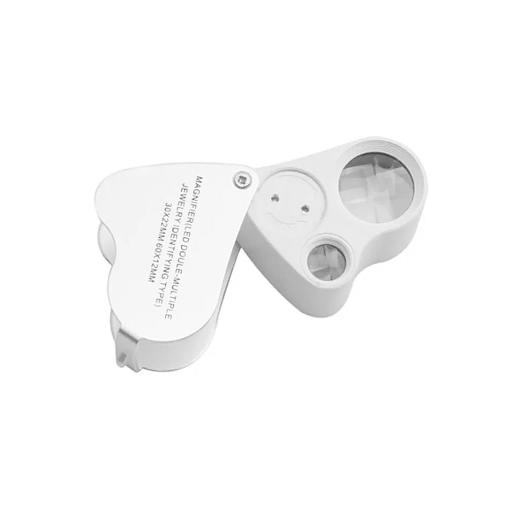 Jewelry Loupe Magnifier 30X 60X With LED Light 2 Lens Illuminated Loupe