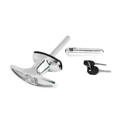 2 Set Chrome Rear Fixing T Handle Lock W or  Key For Trailer Caravan Canopy Toolbox.