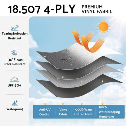 PVC Vinyl Awning Fabric Blue Fade 13-16FT Suitable For RV Caravan Trailer Camper