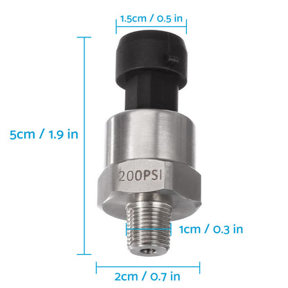 200PSI 5V Pressure Transducer Sender Sensor Suitable For Air, Oil & Fuel – Stainless Steel, AU