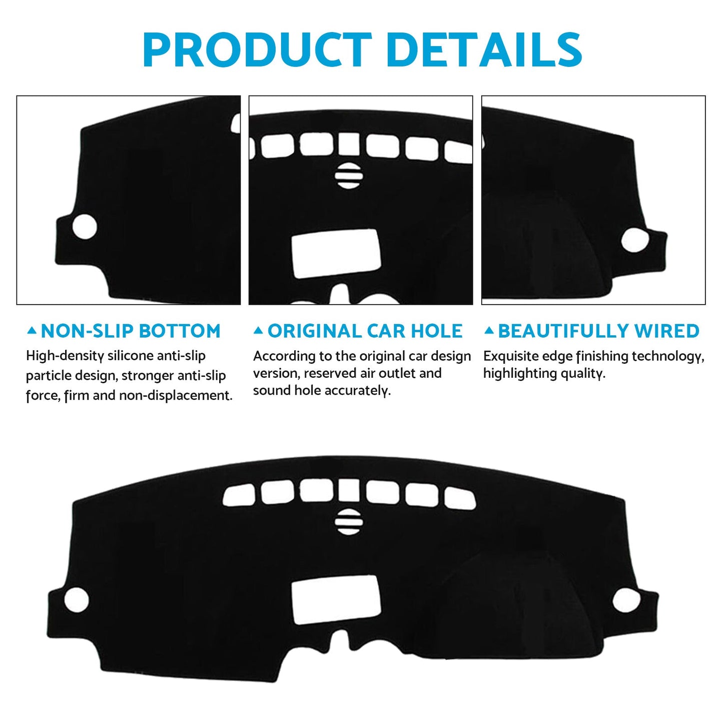 Non-Slip Dash Mat Dashboard Cover Suitable For Audi A1 2012-2018 Polyester Black