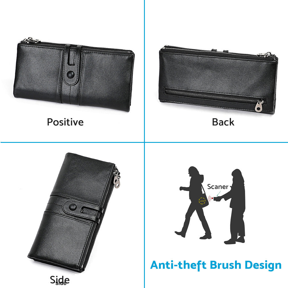 Leather Wallet Zip-Around Card Coin Holder Suitable for Unisex