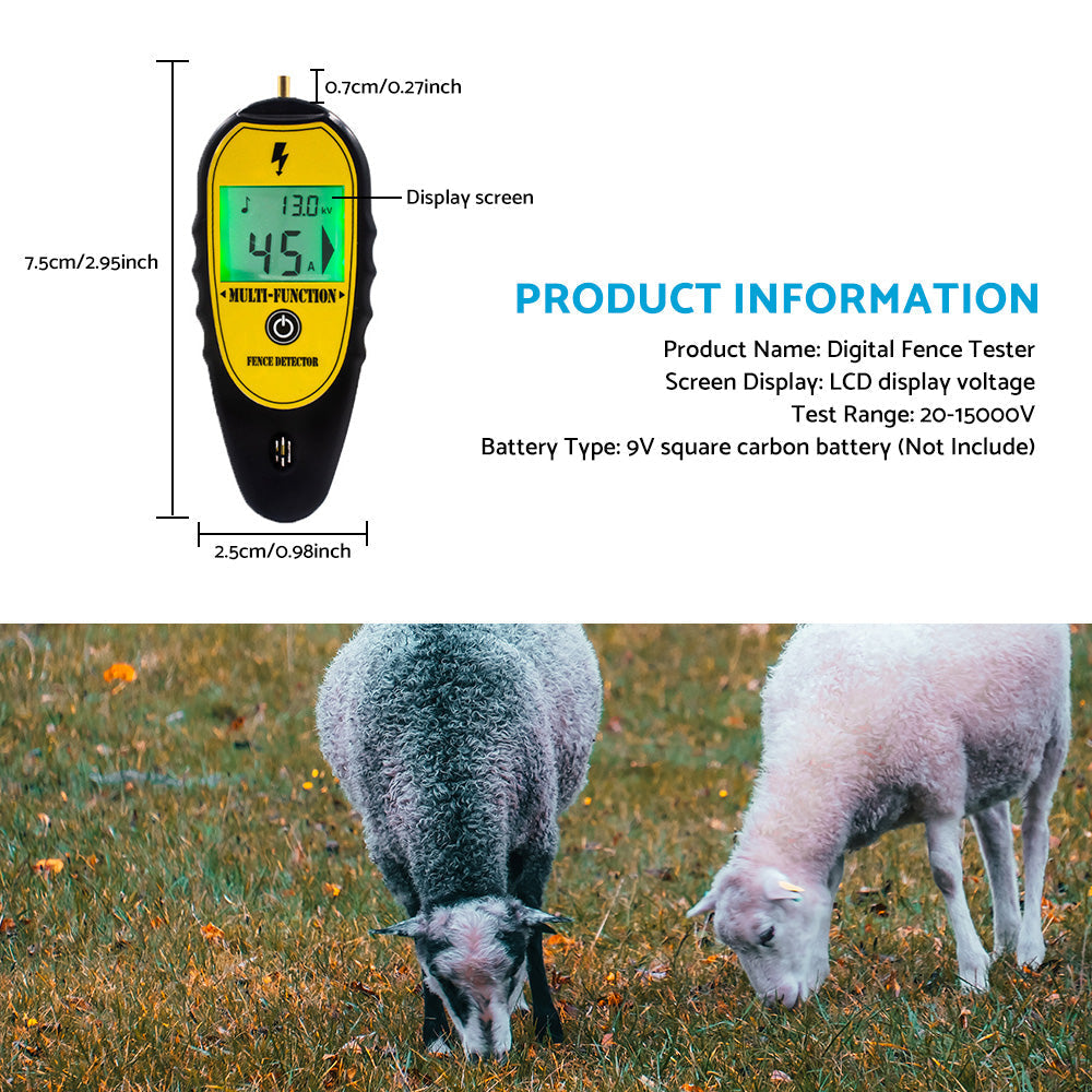 ?15KV Digital Fence Tester Voltmeter Voltage Tester with LCD Display 200V-15000V.
