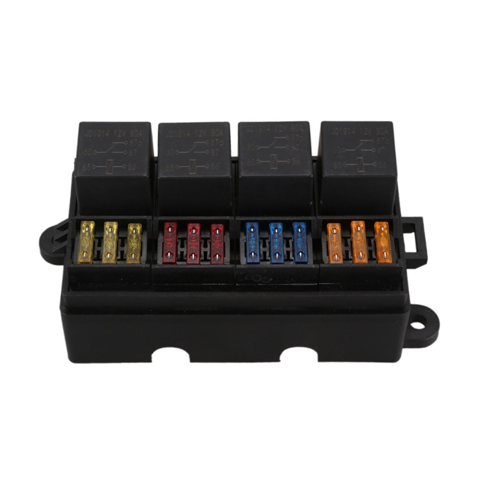 12 Way Blade Fuse Box 4-Relay Holder and Terminal and Fuse 12V 40A Car Auto Truck 4Pin.