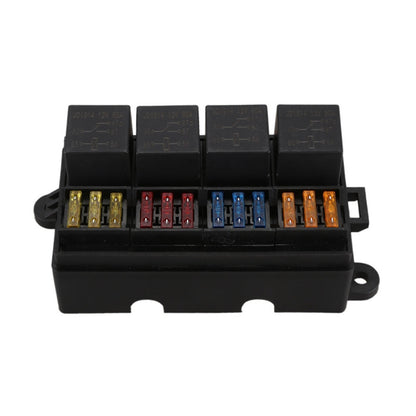12 Way Blade Fuse Box 4-Relay Holder and Terminal and Fuse 12V 40A Car Auto Truck 4Pin.