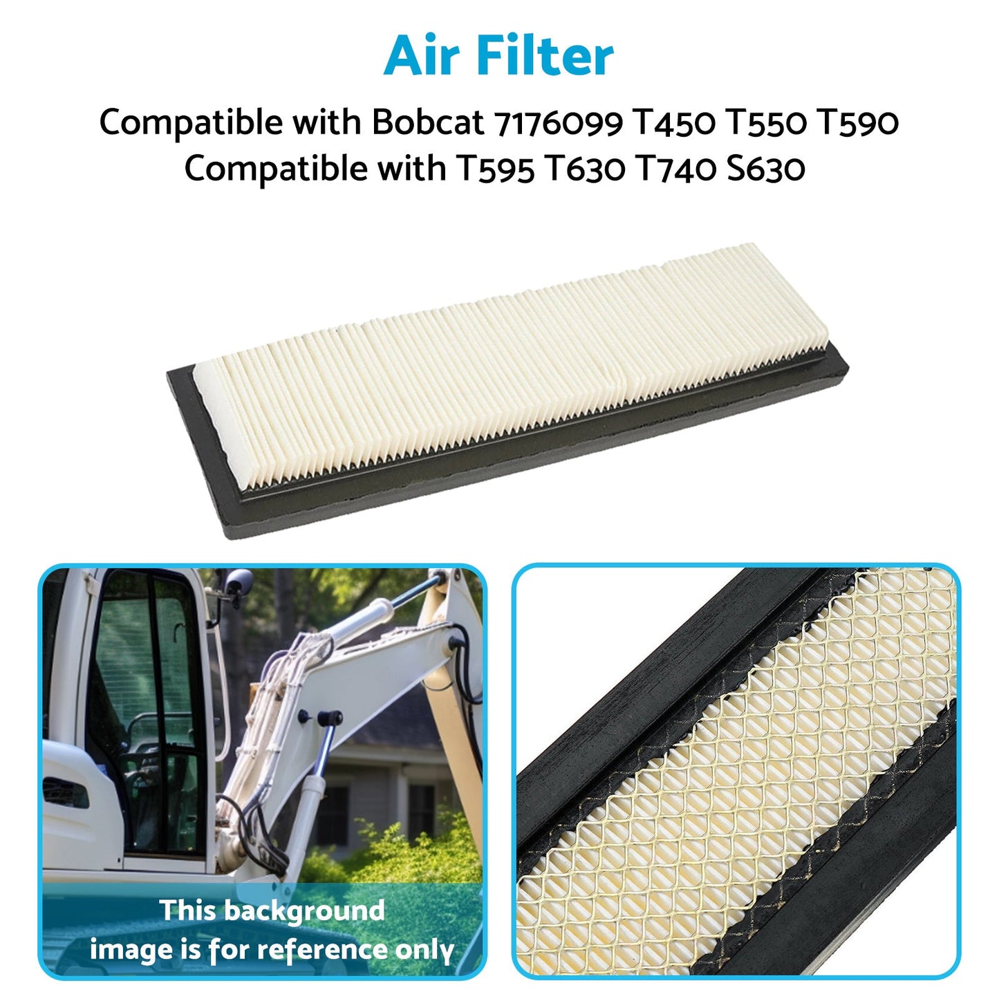 Air Filter Suitable For Bobcat 7176099 T450 T550 T590 T595 T630 T740 S630 S650.