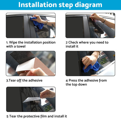 Gloss Black Pillar Posts Door Trim Cover Suitable For Toyota RAV4 2019-2024