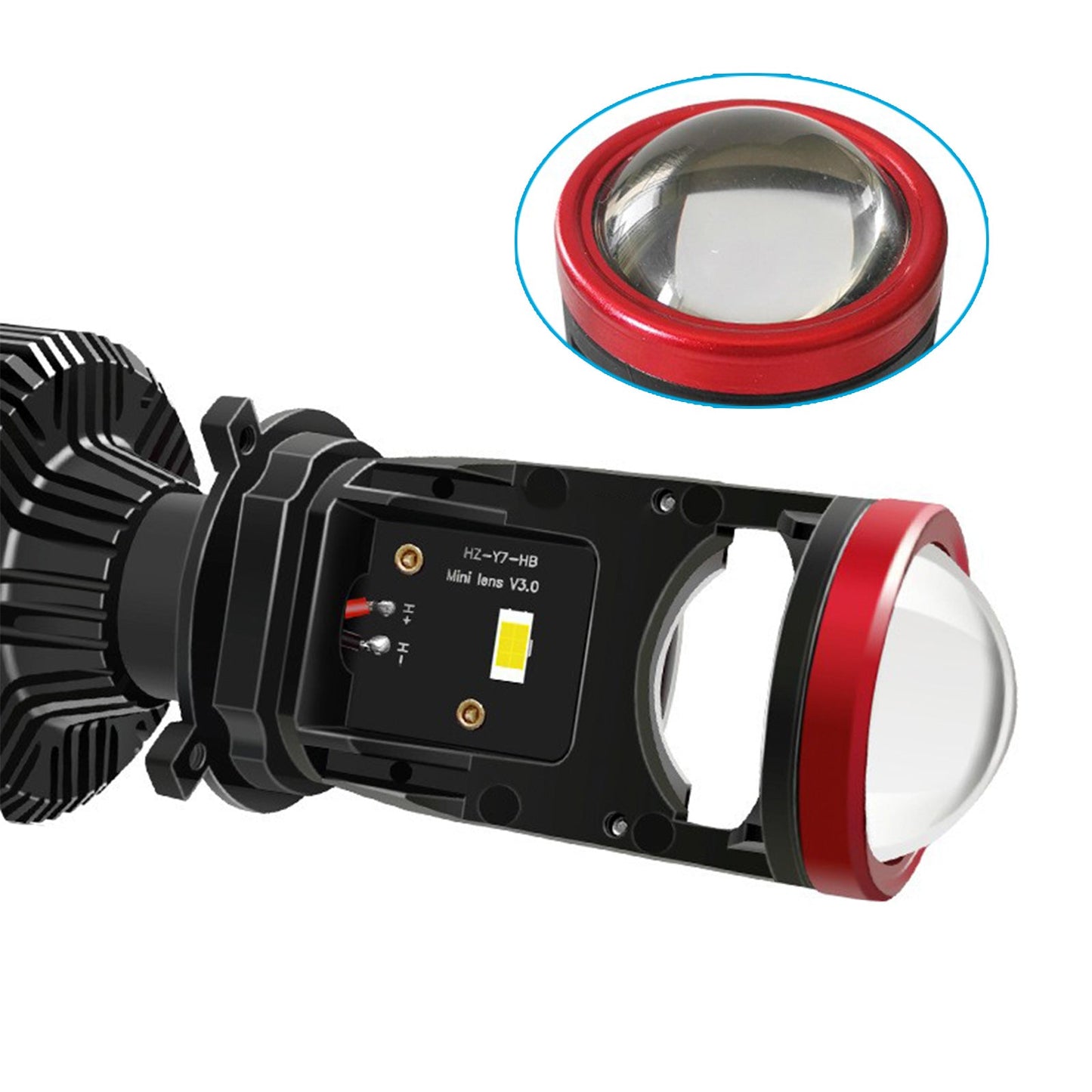 2x H4 Y7D Bi-LED Mini Lens Car Headlight Lamps 6000K Suitable for Universal Vehi