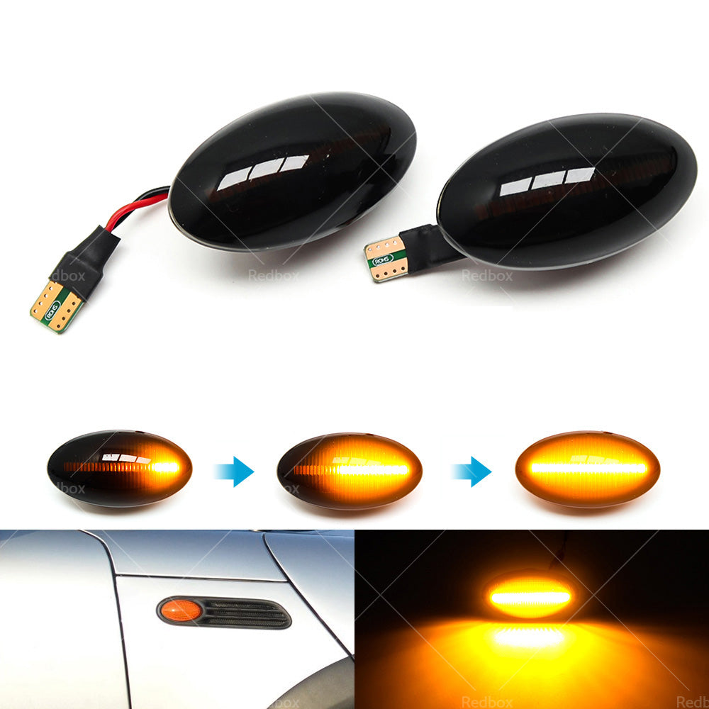 Pair LED Side Indicator Turn Signal Light Lamp For Mini Cooper JCW R50 R53 R52.