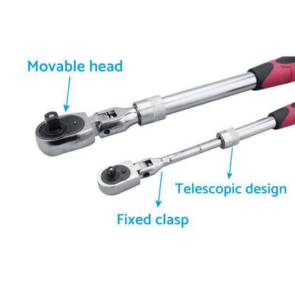 Ratchet Wrench Socket Set 3x 1/4", 3/8", 1/2" Drive Handle 72-Tooth Quick Release