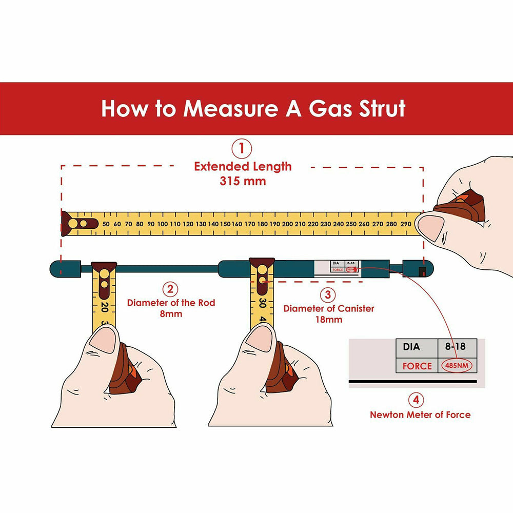Gas Strut 500mm-350N x2  8mm Shaft  Caravans, Trailers, Canopy, Toolboxes struts.