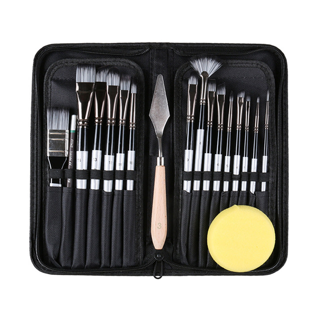 Artist Paint Brush Set 19x Suitable for Watercolour, Acrylic, and Oil Painting