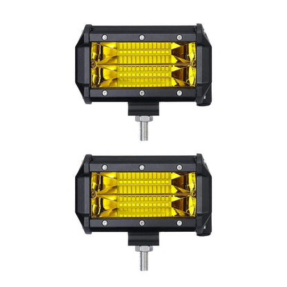2x 5inch Flood LED Light Bar Offroad Work Driving Fog Lamp Yellow Cree Spread.