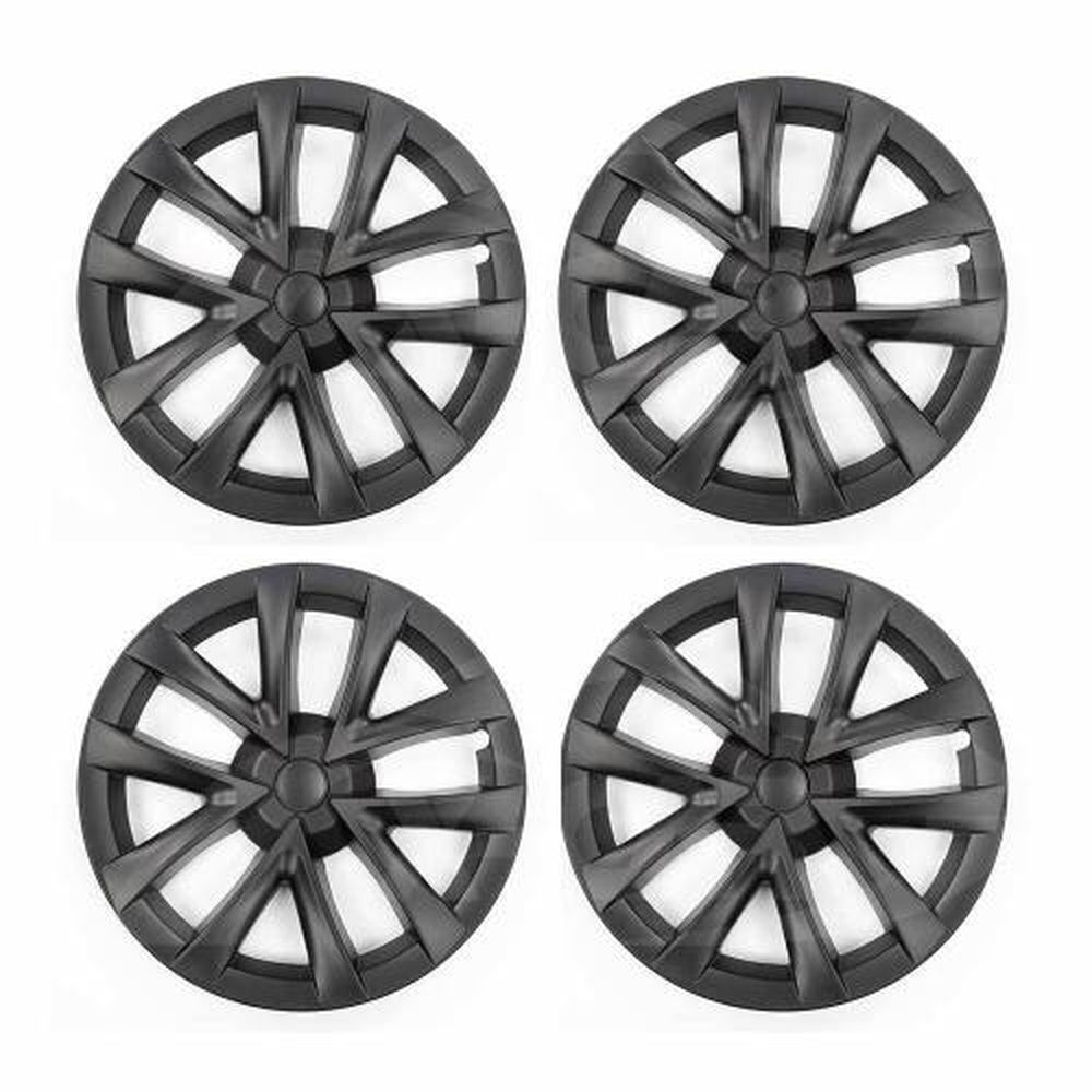 4x Matt Black Wheel Hub Caps Suitable for Tesla Model 3
