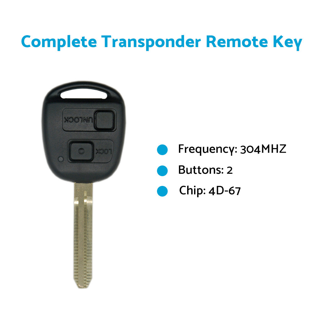 Complete Transponder Remote Key 304MHz Chip 60120 Suitable For Toyota Prado 120.