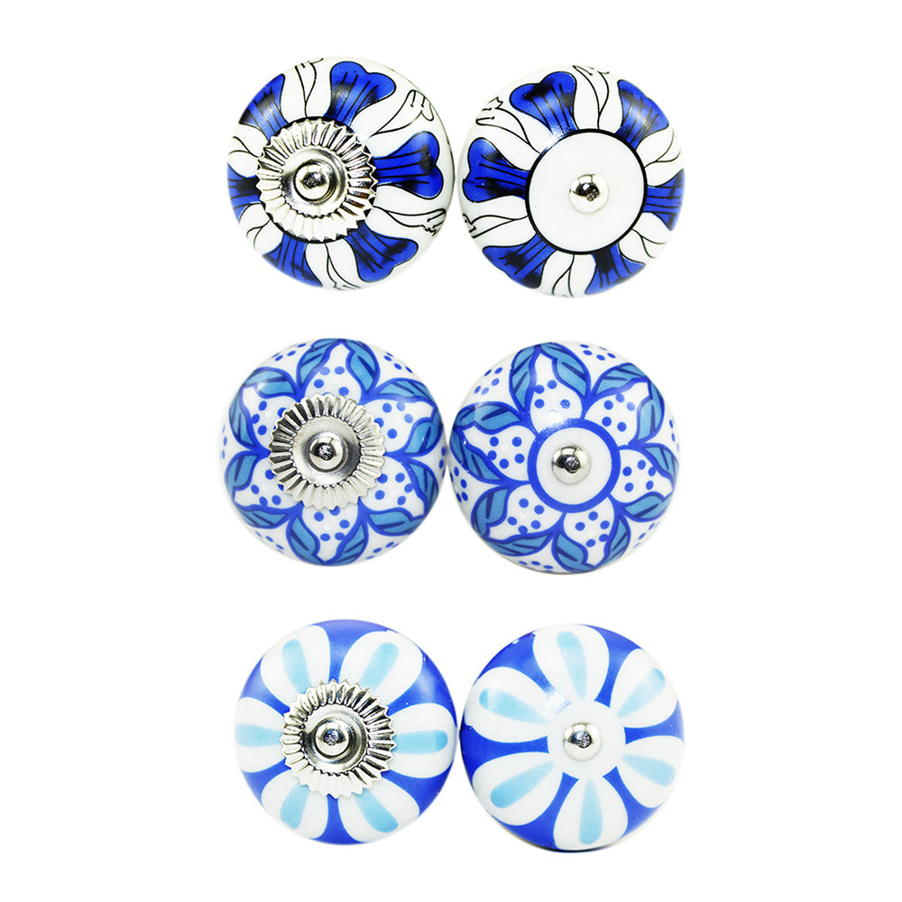 6 Pcs Cupboard Door Knobs Handles Drawer Pull Vintage Ceramic Knob Shabby Chic.