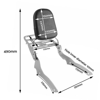 Backrest Sissy Bar Luggage Rack Suitable for Yamaha V-Star 650 Custom XVS650.