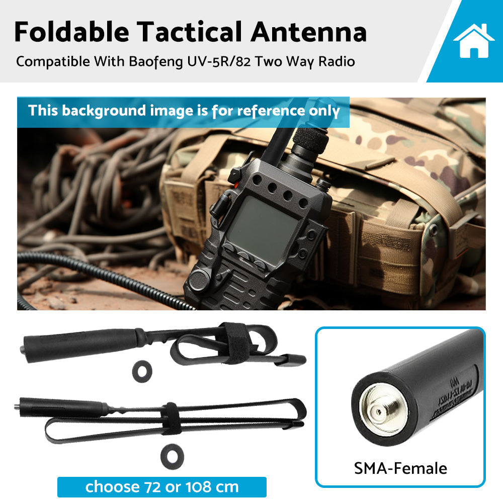 Foldable Tactical Antenna SMA-Female Suitable For Baofeng UV-5R/82 Two Way Radio.