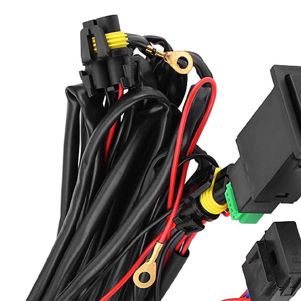 Harness Kit 12V Car LED Fog Light On Off Switch Wiring Harness Fuse Relay Kit.