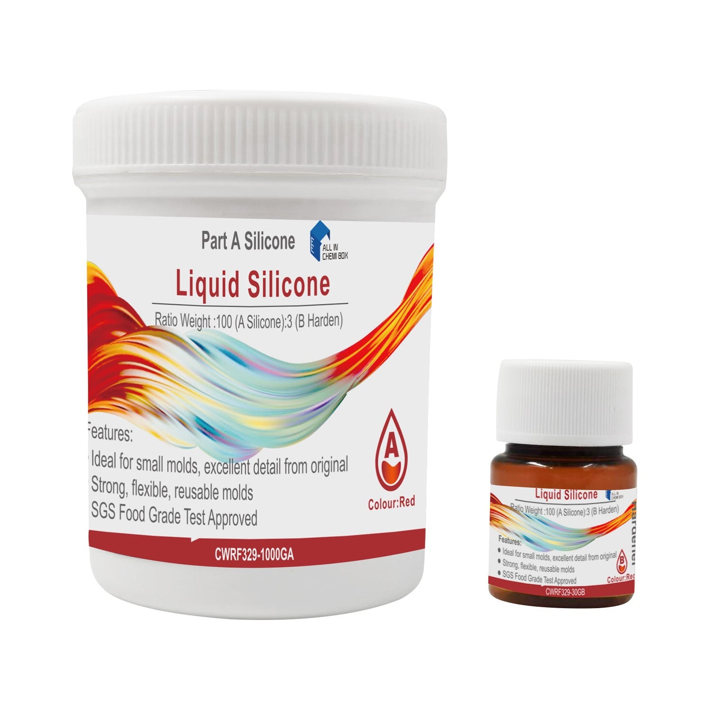 SH25 Liquid Silicone Rubber Mould Making Kit 100:3 Mix - 1Kg 5Kg 10Kg Red.