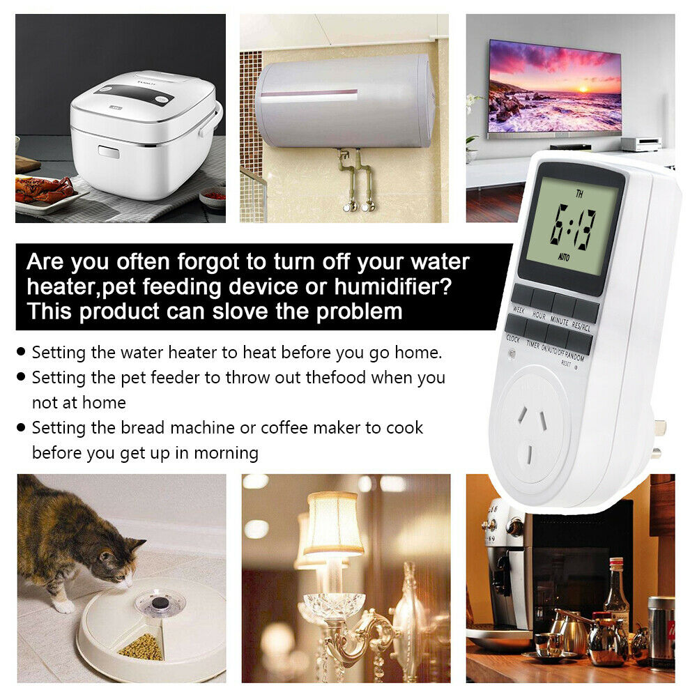 2Pcs 240V LCD Digital Timer Switch Automation Socket Electric Programmable Power.