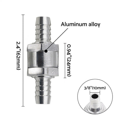 2x 3/8inch Inline Check Valve Suitable for Fuel Petrol Diesel Gas