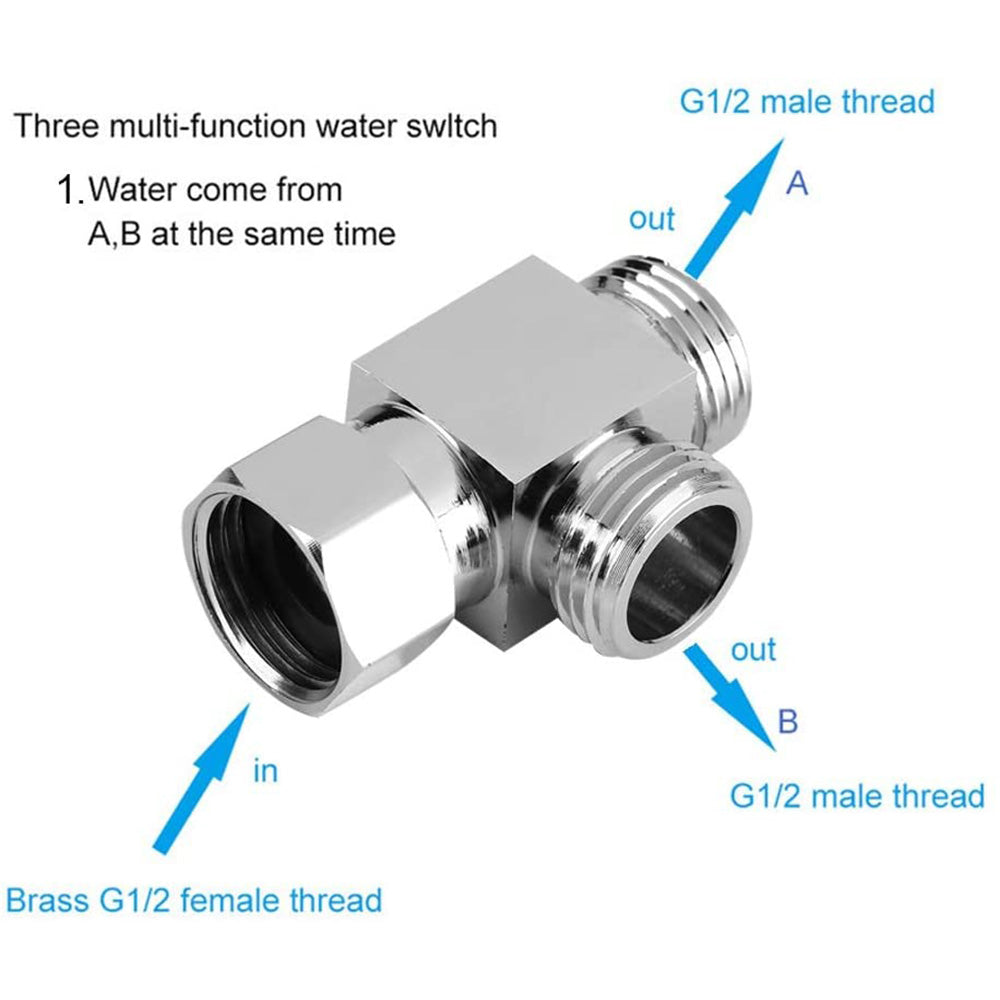 T Connector Toilet Bidet G1/2  3 Way Brass Chrome Diverter T Adapter AU.