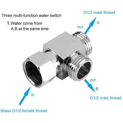 T Connector Toilet Bidet G1/2  3 Way Brass Chrome Diverter T Adapter AU.