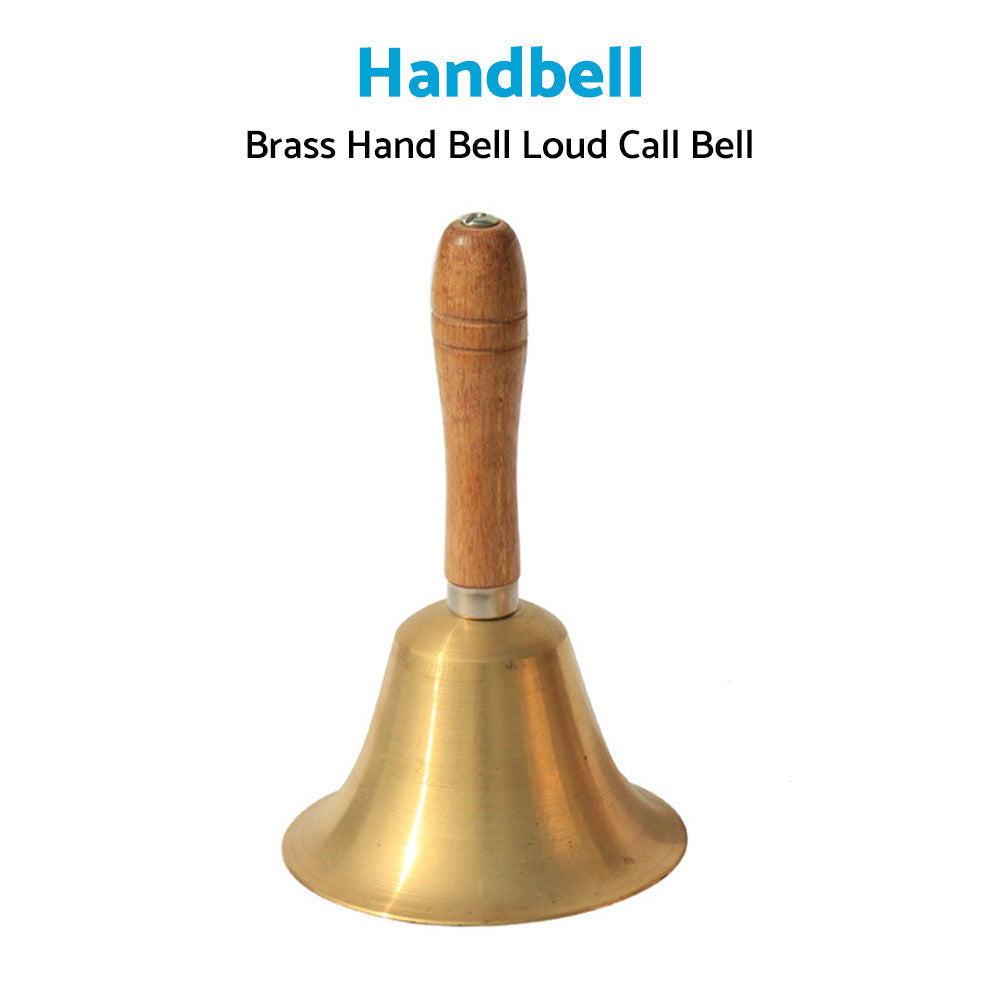 Brass Hand Bell Loud Call Bell Handbell Desk Ringbell for Wedding Festival.