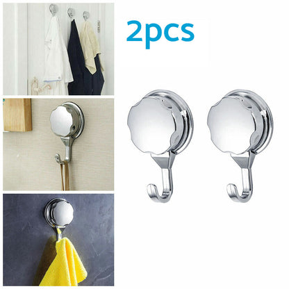 2x Strong Vacuum Suction Cup Hook Suitable for Bathroom and Kitchen Towel Shower
