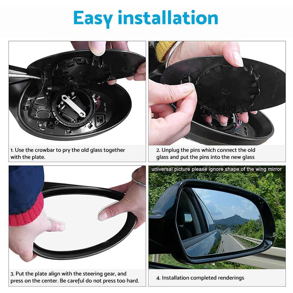 Right Mirror Glass Suitable for Holden Cruze JG JH 2009-2016 Heated Convex with Base.