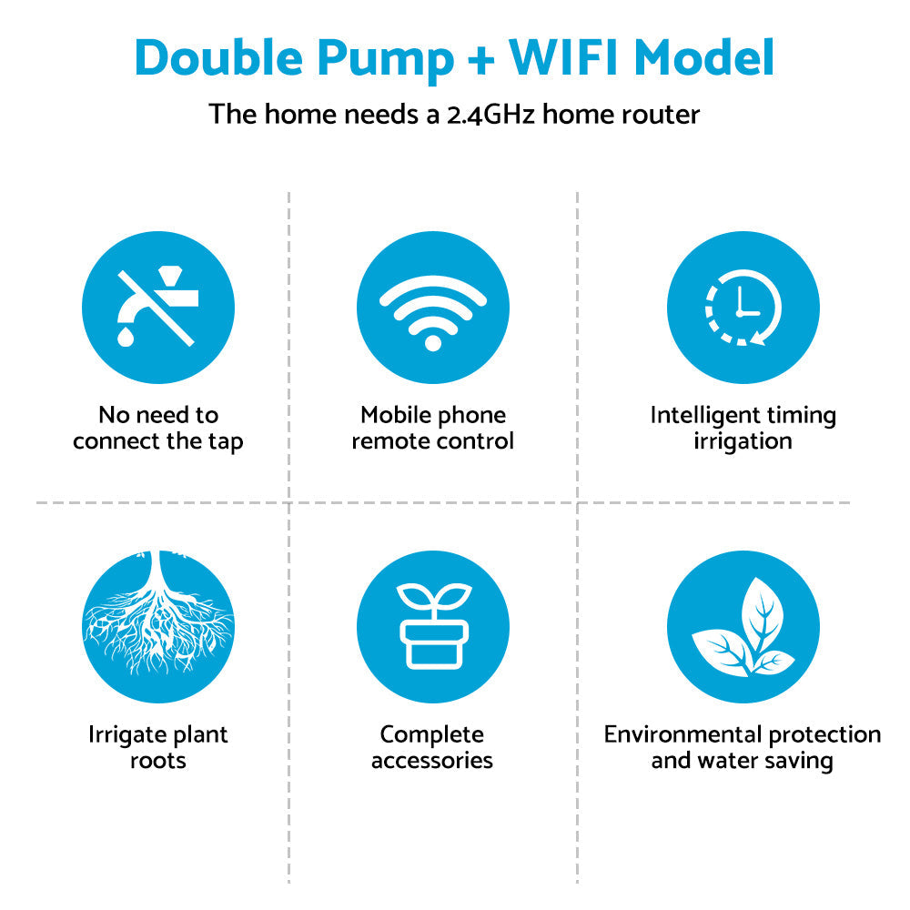 WiFi Control Watering System Double Pump Automatic Water Drip Mobile APP Control.