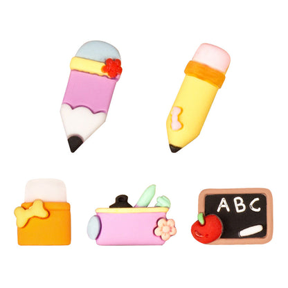 50x 3D Resin Cabochons Suitable for DIY Craft School-Themed Shapes