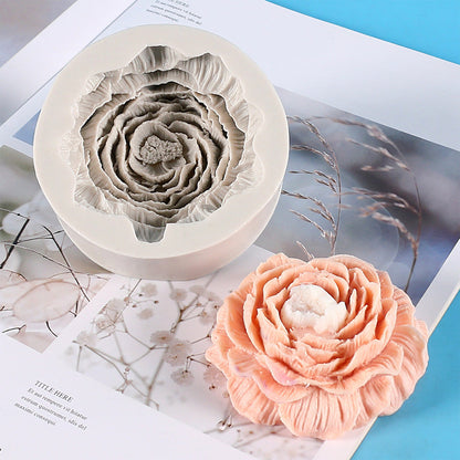Silicone Peony Aromatherapy Soap Wax Candle MOLD Making Resin Mould DIY Craft.