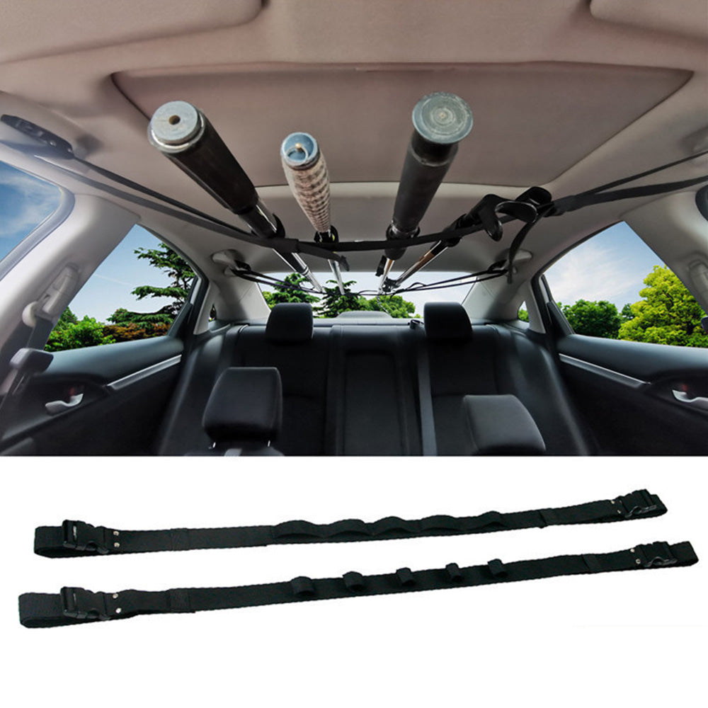 2pcs Car Fishing Rod Holder Mounted Storage Rack Vehicle Belt Strap Carrier.