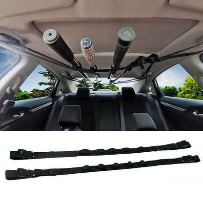 2pcs Car Fishing Rod Holder Mounted Storage Rack Vehicle Belt Strap Carrier.