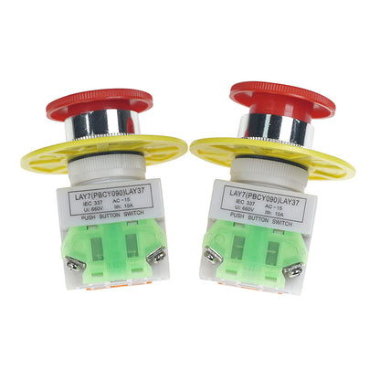 Emergency Stop Push Button Switch 2x Red Mushroom Suitable For Industrial or Automotive Use