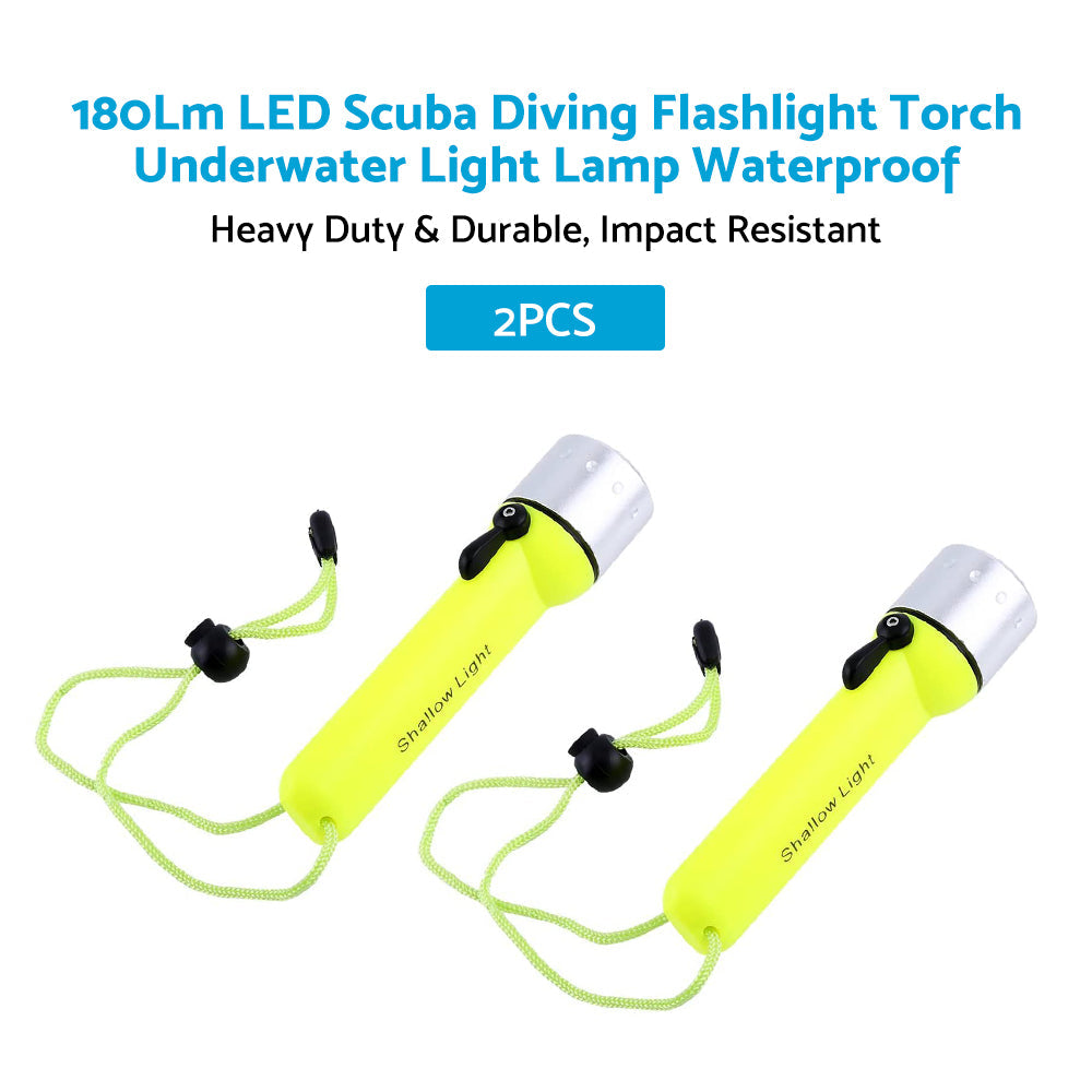 2x Waterproof Bright LED Scuba Diving Underwater Flashlight Torch Light Suitable