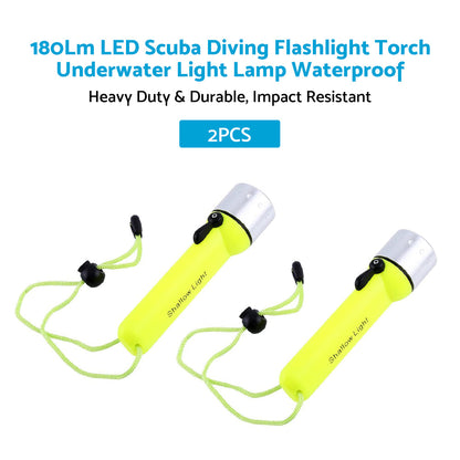 2x Waterproof Bright LED Scuba Diving Underwater Flashlight Torch Light Suitable