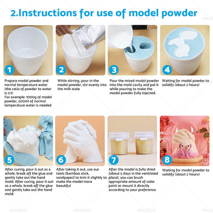 3D KEEPSAKE HANDS DIY CASTING KIT ART 1400G White Clone Model Powder for Adults.